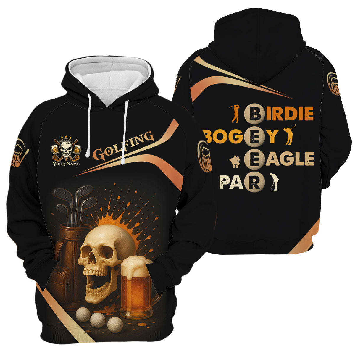 Funny Skull Beer Customize Golf Shirts For Men, Golfing Shirt, Best Gifts For Golfers, Dad Golf Gift