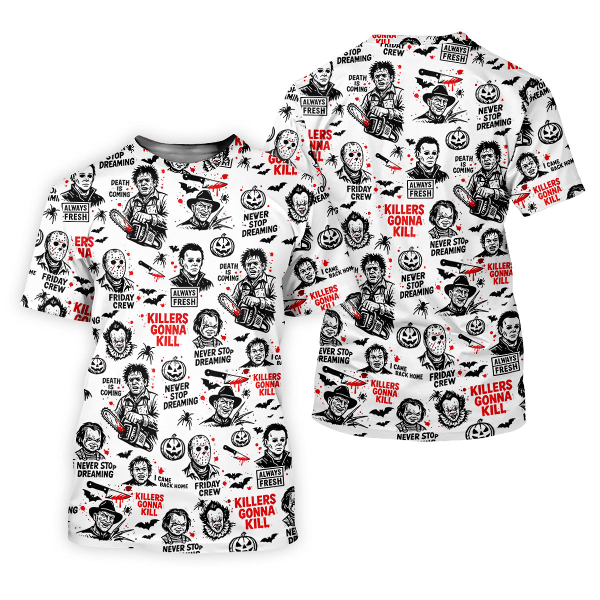 Funny Horror Character Men's Golf Polo Shirt, Horror Movie Shirt, Fun Golf Polo Shirt, Funny Halloween Gift