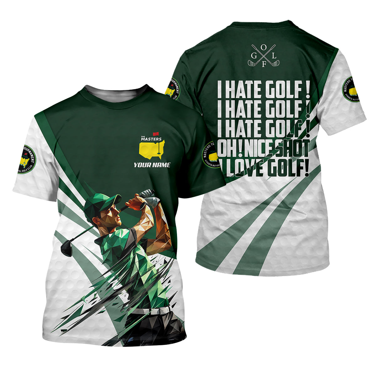 I Hate Golf Augusta Masters Tournament Custom Men's Golf Polo Shirt, Funny Gift For Golfer