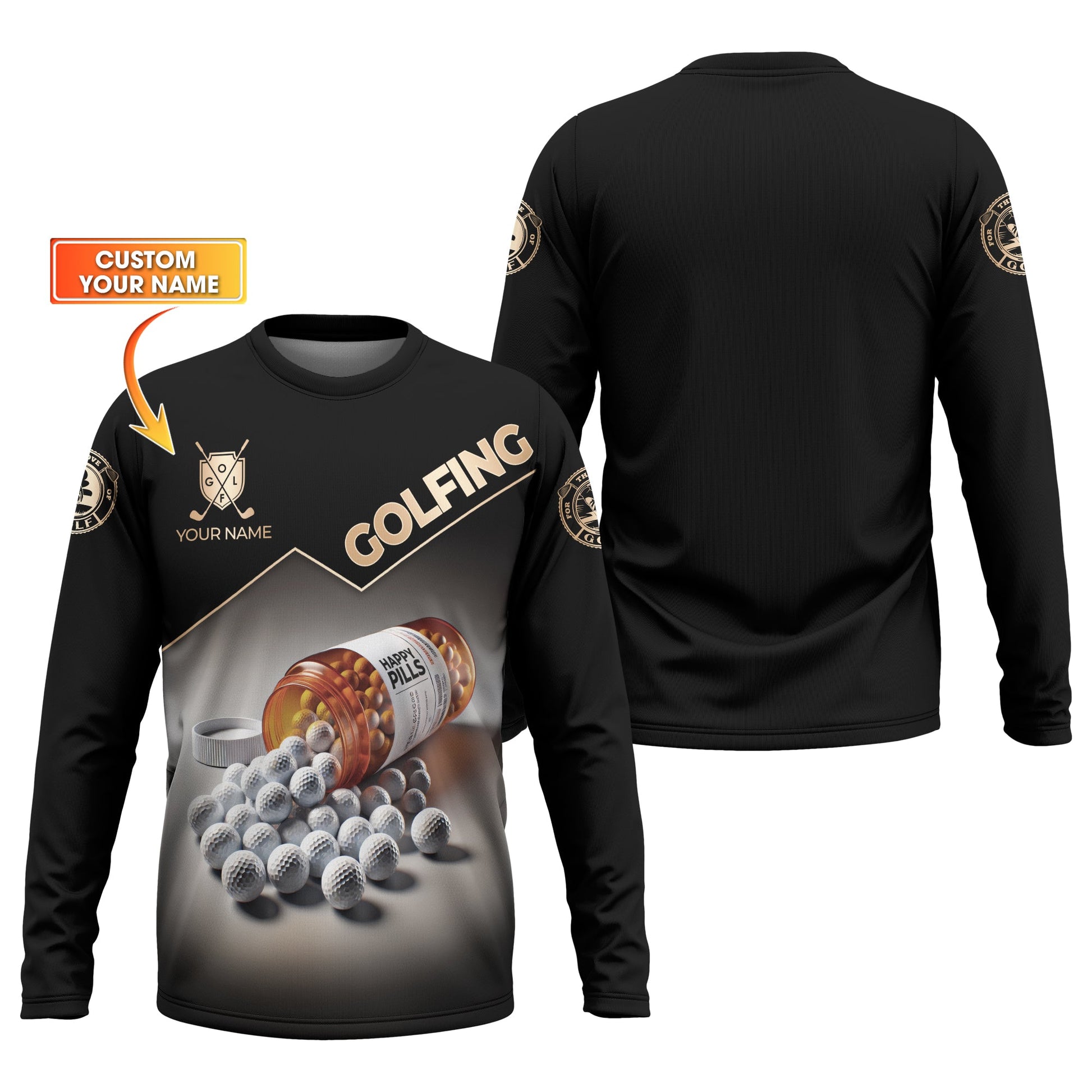 Happy Pills Men's Golf Polo Shirt, Golfing Apparel, Mens Golf Gift, Funny Golf Shirt