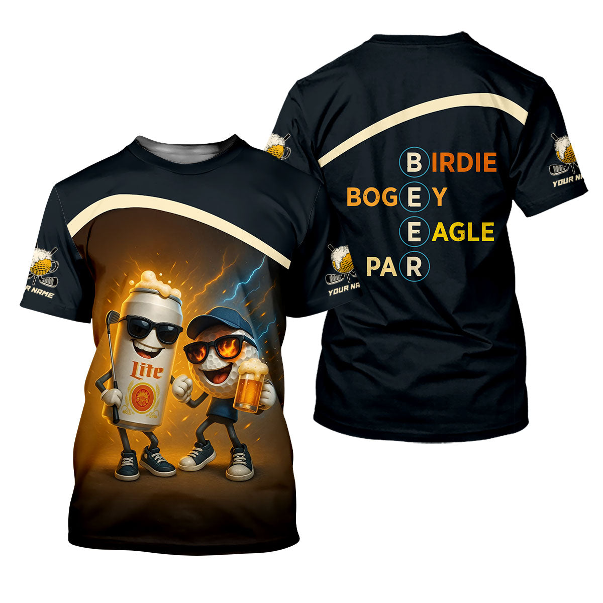 Funny Golf And Beer Custom Polos For Men, Dad Golf Gift, Golfing Apparel, Mens Polo Shirts