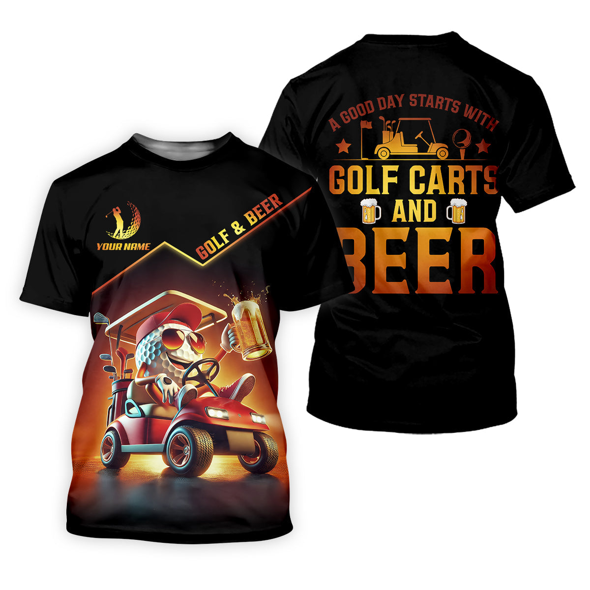 A Good Day Starts With Golf Carts And Beer Funny Golf Polo Shirt, Christmas Golf Gift