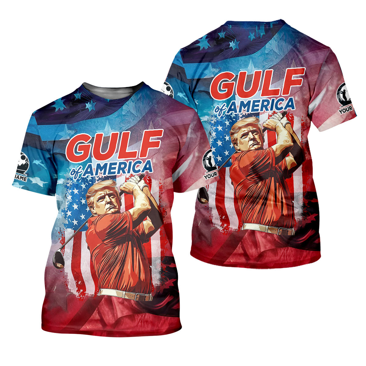 Gulf Of America Patriotic Golf Polo Shirts, Mens Golf Polo Shirts, Golf Gift Ideas For Him, Long Sleeve Golf Polo