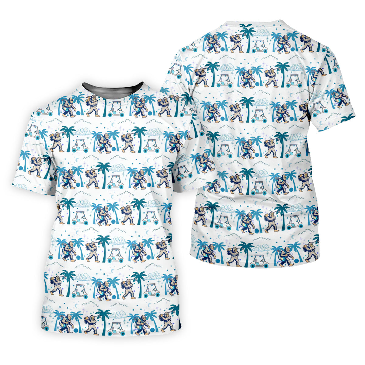 Funny Tropical Golf Cart Bigfoot Golf Shirt, Fun Golf Shirts For Men, Golf Accessories For Men