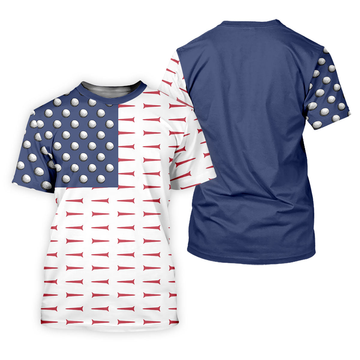 American Flag Men's Golf Polo Shirt, Men's 4th Of July Shirts, USA Golf Shirt, Gifts For Golfing Dad