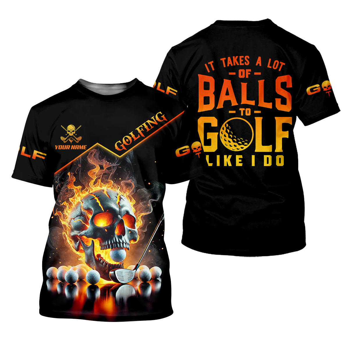 It Takes A Lot Of Balls To Golf Like I Do Custom Men's Golf Polo Shirt, Skull Golf Shirt, Funny Golf Shirt