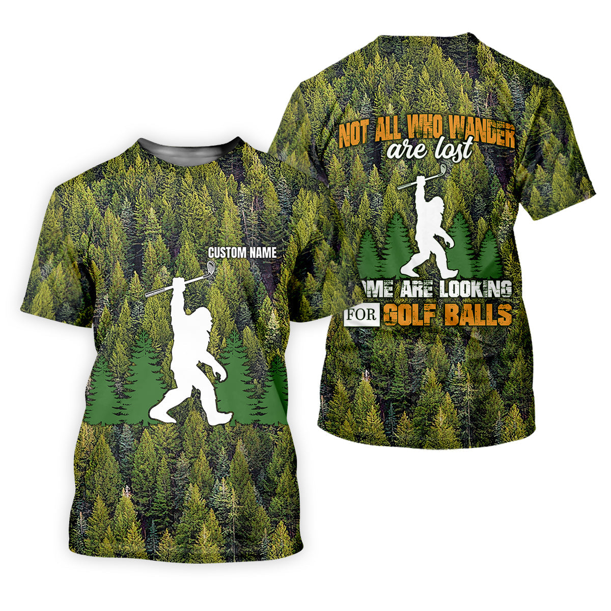 Not All Who Wander Are Lost Custom Men's Golf Polo Shirt, Bigfoot Golf Shirt, Dad Golf Gift