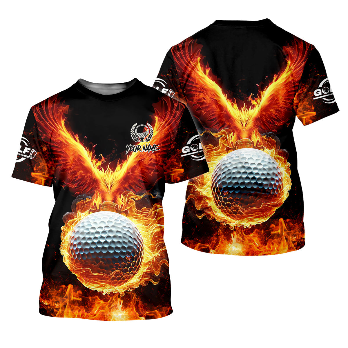 Fire Golf Ball Custom Men's Golf Polo Shirt, Golfing Apparel, Golf Gifts For Men