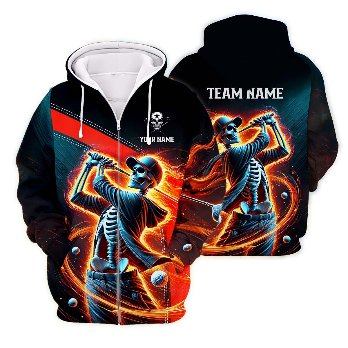 Skeleton Shirt, Personalized Golf Shirt, Unique Gift For Golfer