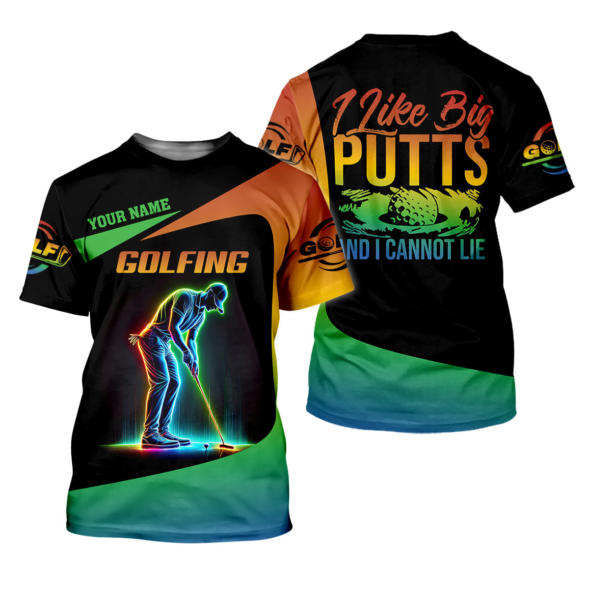 I Like Big Putts And I Can Not Lie Neon Golf Polo Shirt, Golfing Apparel, Mens Golf Gift, Funny Golf Polos