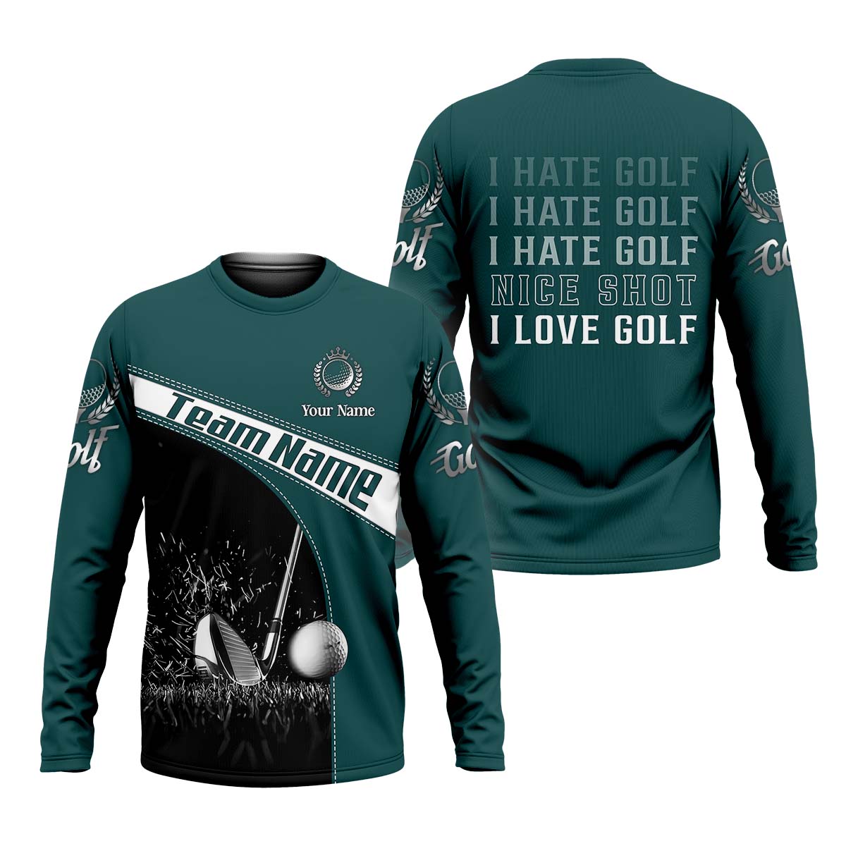 Love-Hate Custom Golf Polo Shirt, Golfing Apparel, Mens Golf Gift, Gifts For Golf Lovers