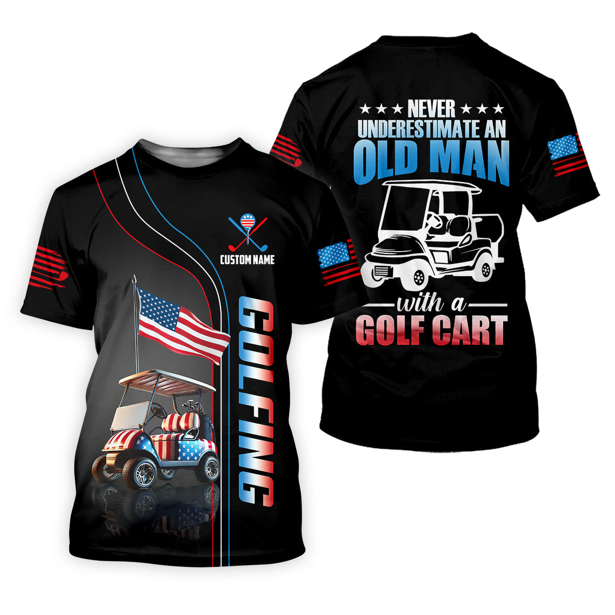 Never Underestimate An Old Man Custom Men's Golf Polo Shirt, Funny Golf Shirt, Dad Golf Gift