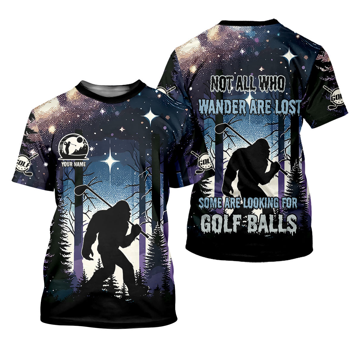 Funny Bigfoot Custom Golf Polos For Men, Golf Shirts For Men, Mens Golf Gift, Gift For Golfers
