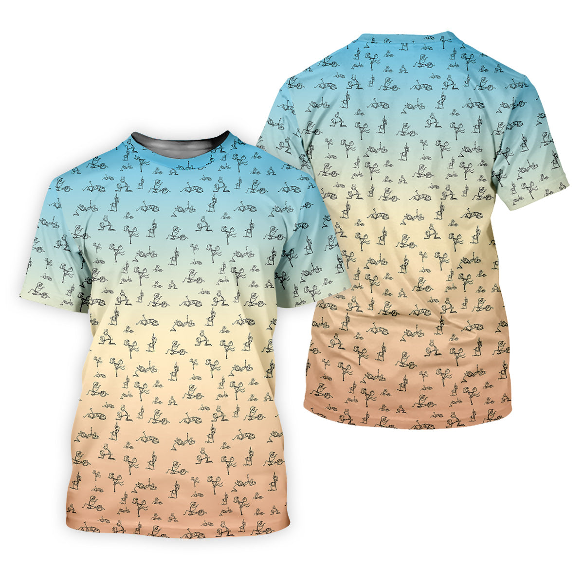 Stickman Couple Blue Orange Fun Men's Golf Polos, Unique Gift For Golfer, Polo For Men