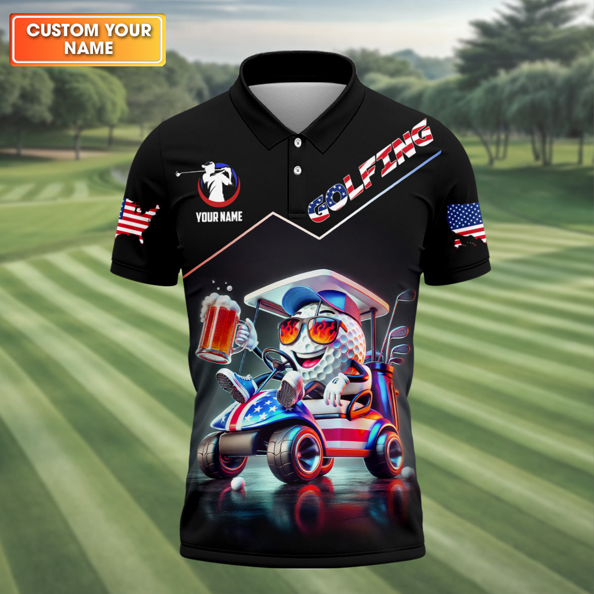 Let's Get Drunk Custom Men's Golf Polo Shirt, Funny Golf Shirt, Dad Golf Gift