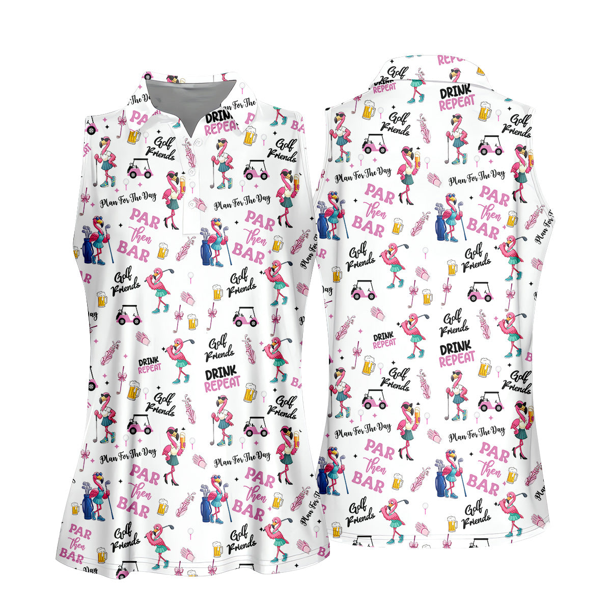 Par Then Bar Flamingo Golf Shirt, Fun Womens Golf Shirts, Sleeveless Womens Golf Shirts, Matching Golf Shirts