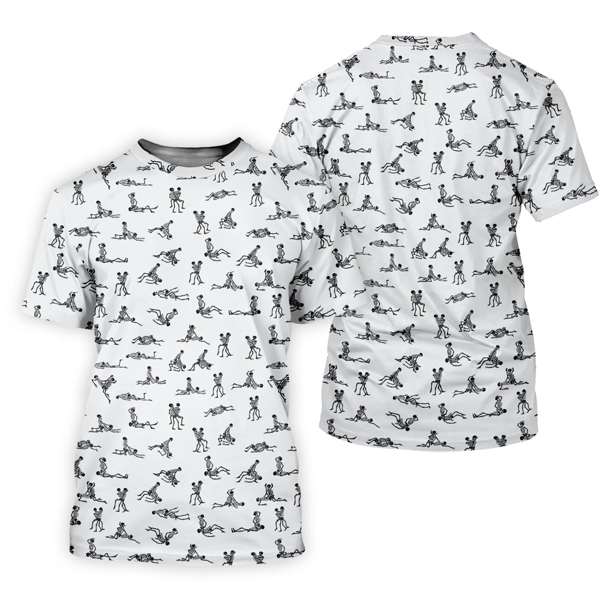 White Funny Skeleton Sex Position Golf Shirt, Halloween Gift Idea, Fun Golf Shirts For Men, Polo For Men