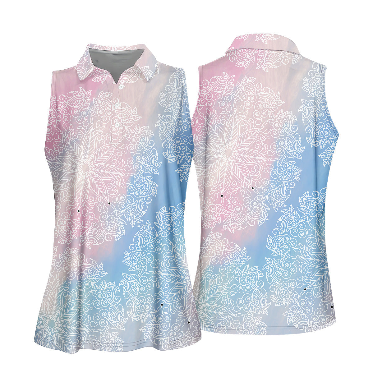 Mandala Pattern Womens Golf Shirts, Ladies Sleeveless Golf Shirts, Ladies Golf Shirts, Matching Golf Shirts