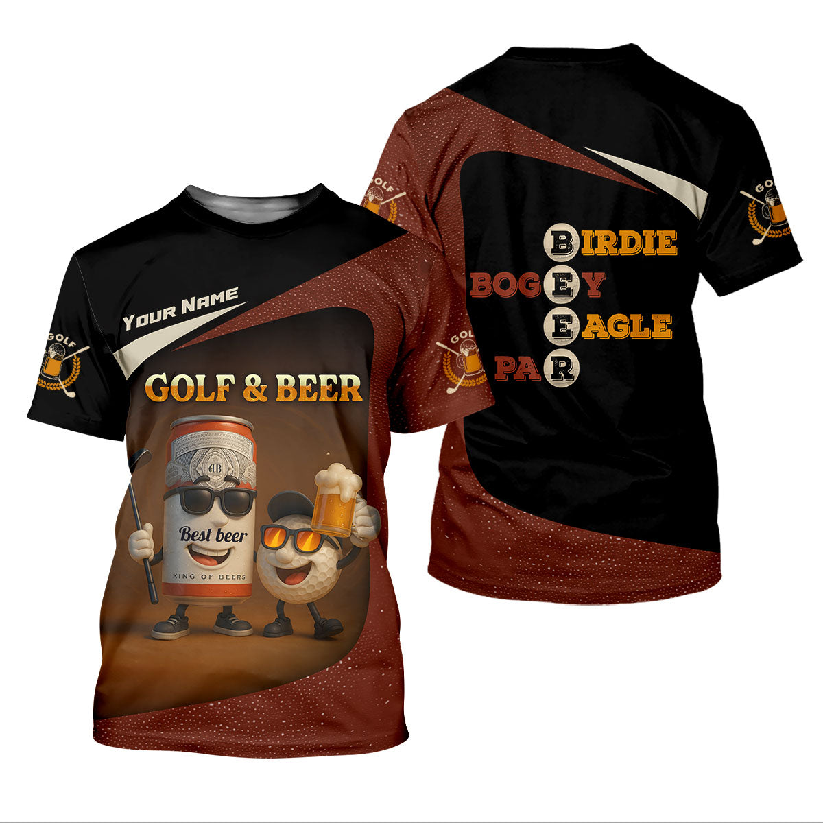 Golf And Beer Custom Men's Polo Shirts, Dad Golf Gift, Golfing Apparel, Gifts For Beer Lovers