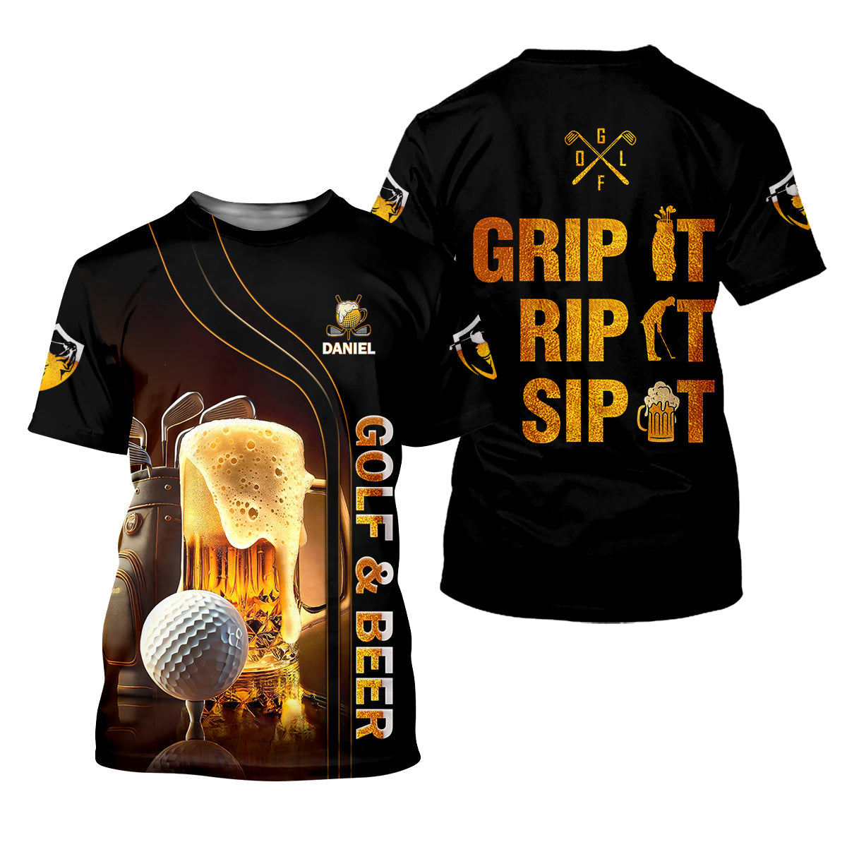 Grip It Rip It Sip It Golf Beer Shirt, Fun Golf Shirts For Men, Funny Golf Polo Shirt, Dad Golf Gifts