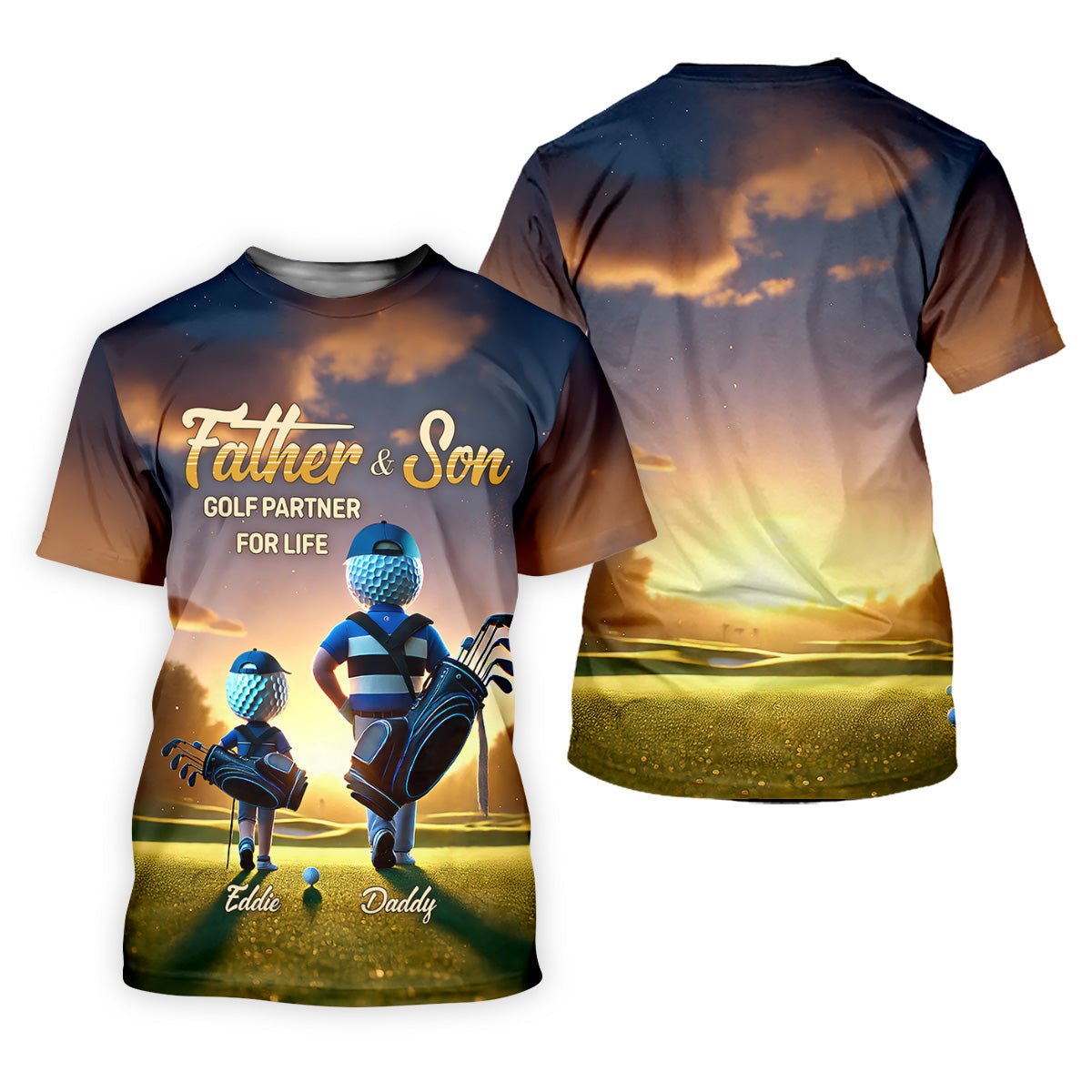 Father And Son Golf Partner For Life Custom Men's Golf Polo Shirt, Dad Golf Gift, Christmas Golf Gift