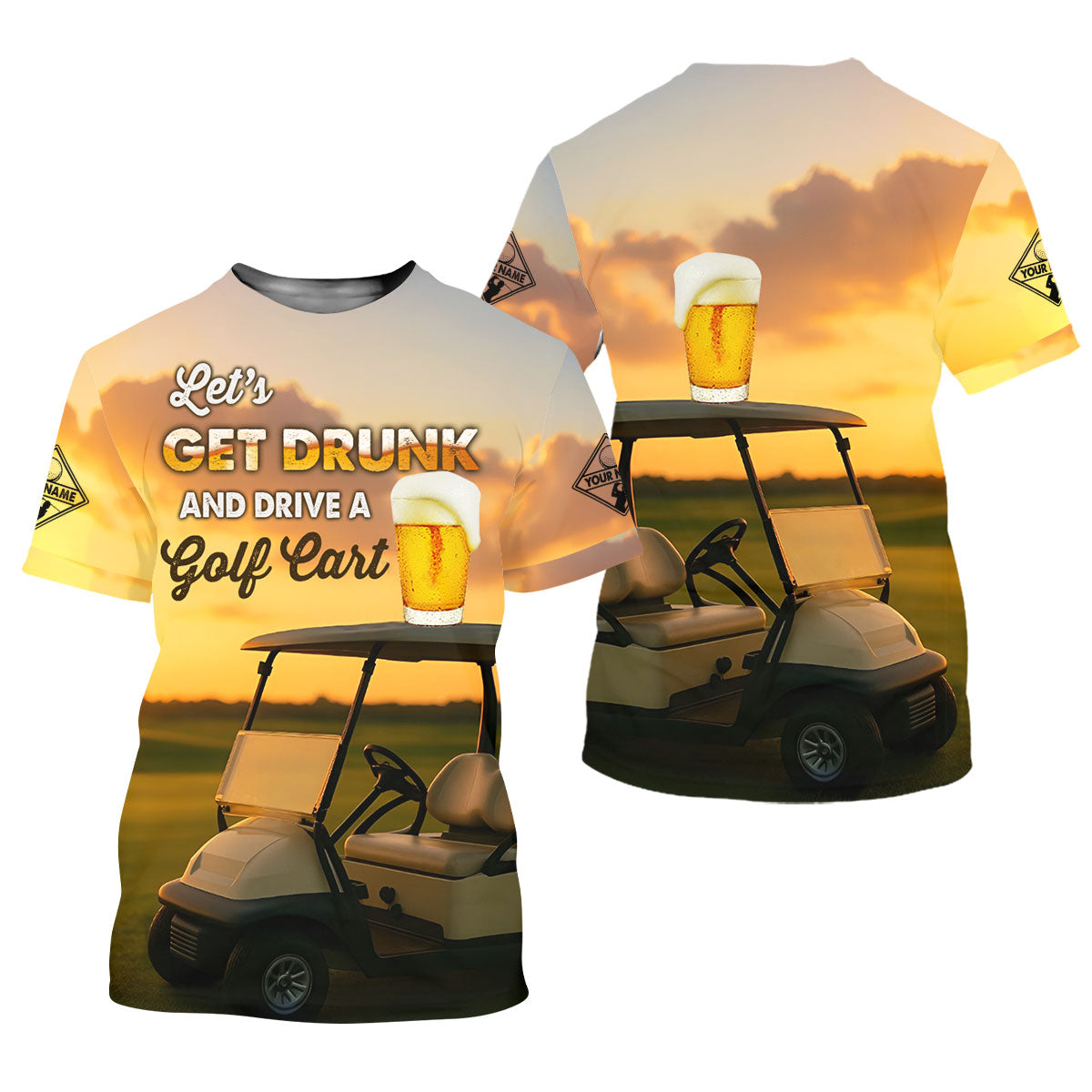 Let's Get Drunk And Drive A Golf Cart Personalized Men's Golf Polo Shirt, Christmas Golf Gift