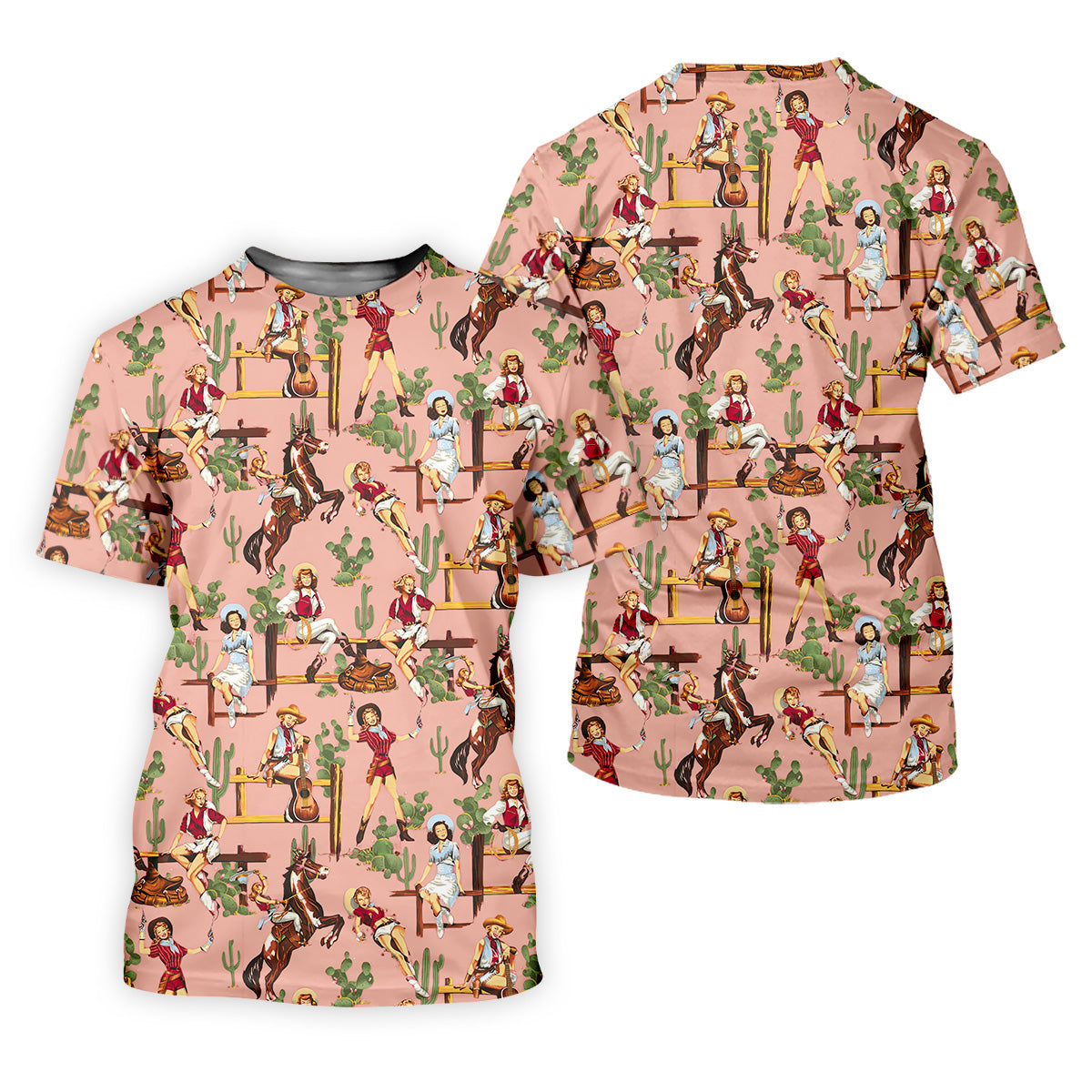 Desert Cowgirl Western Golf Shirt, Ladies Long Sleeve Golf Shirts, Women's Polo Shirt