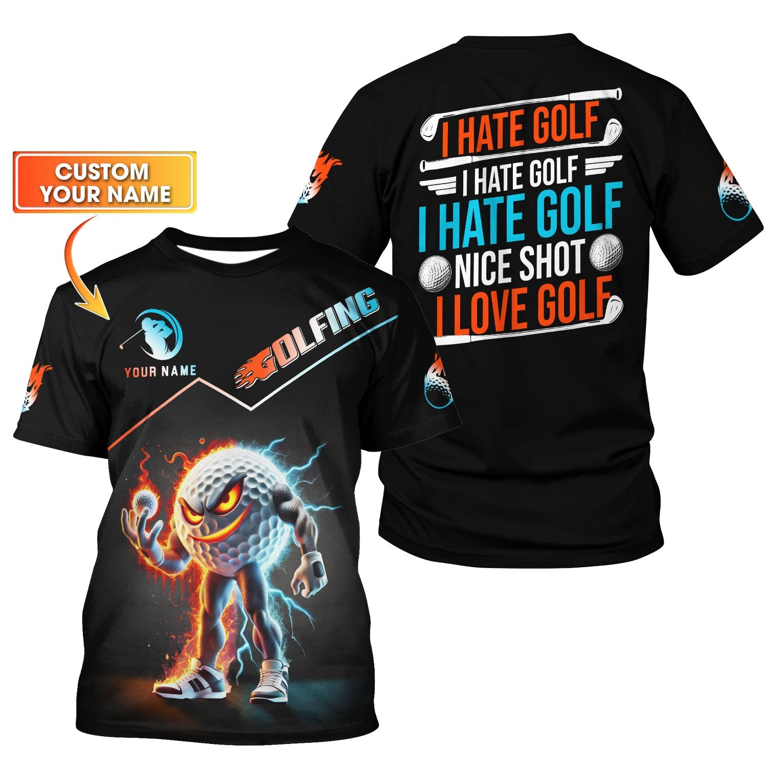 Thunder Strike Custom Golf Polo Shirt, Funny Golf Shirt, Golfing Apparel, Golf Gift For Men