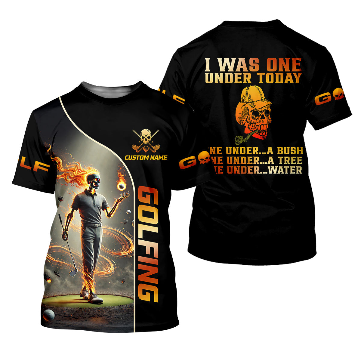 I Was One Under Today Custom Men's Golf Polo Shirt, Funny Skull Golf Shirt, Dad Golf Gift