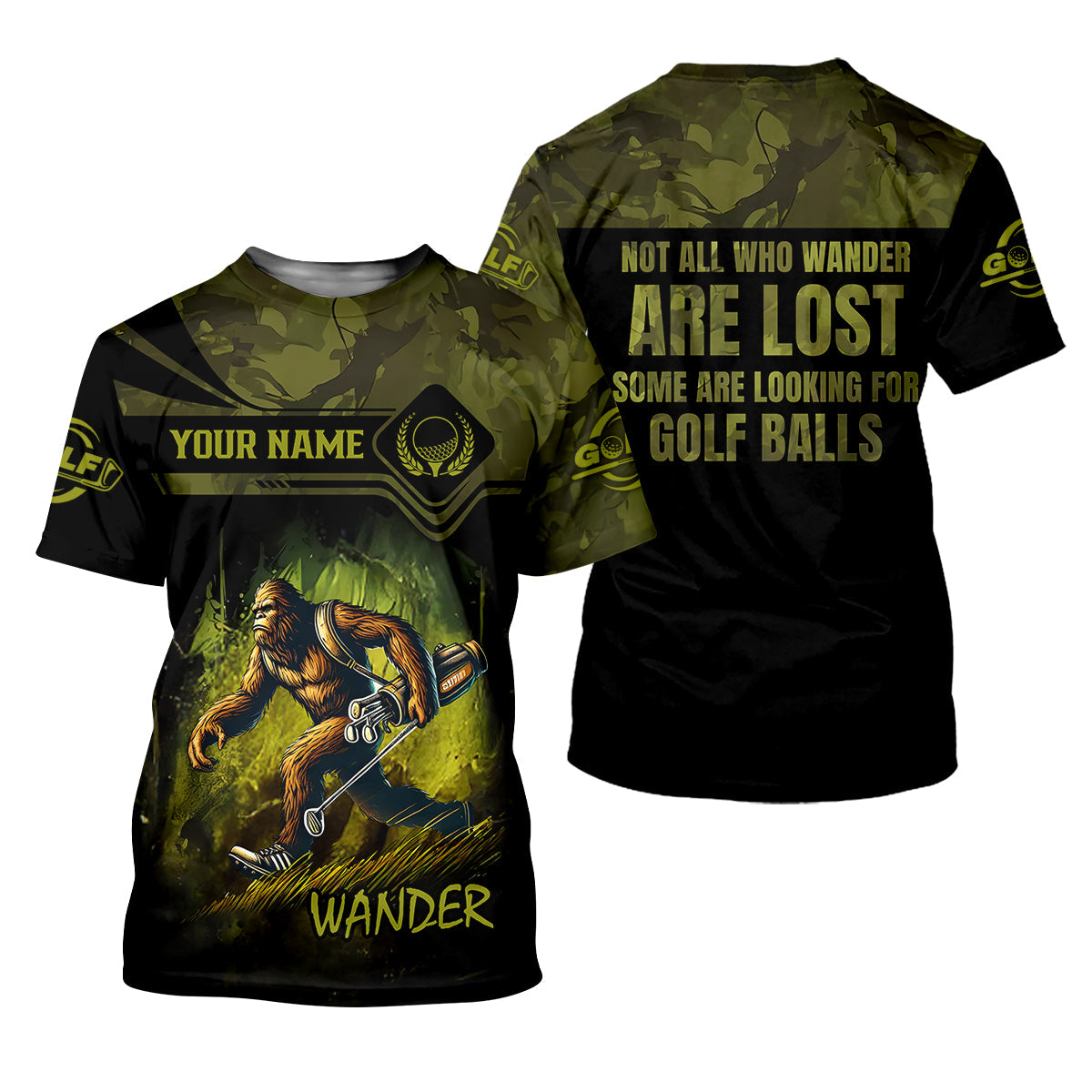 Bigfoot Camouflage Custom Golf Polo Shirt, Golf Gifts For Dad, Golf Lover Gift