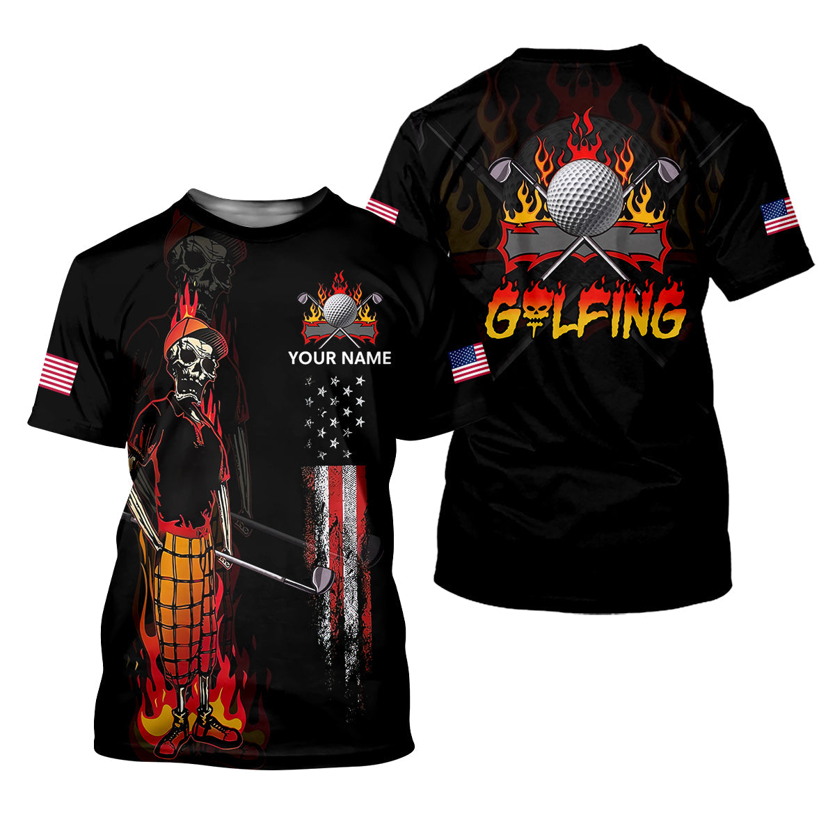 Custom Skull Golf Polo Shirt, Mens Golf Gift, Funny Golf Shirt