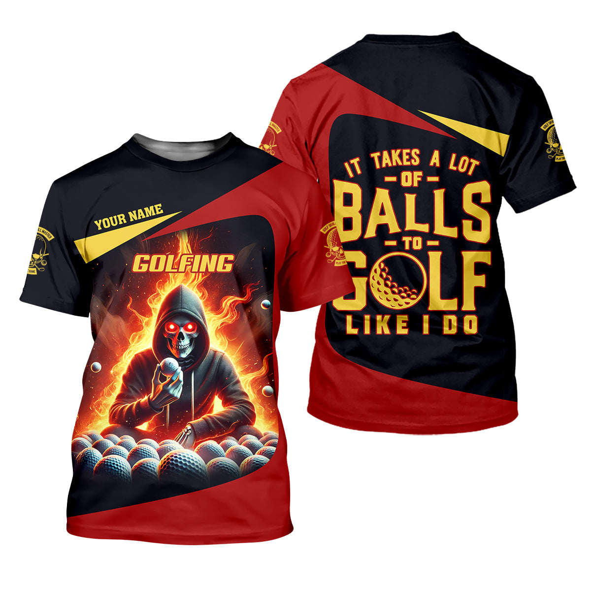 It Takes A Lot of Balls to Golf Like I Do Custom Skull Funny Golf Polo Shirt, Dad Golf Gifts