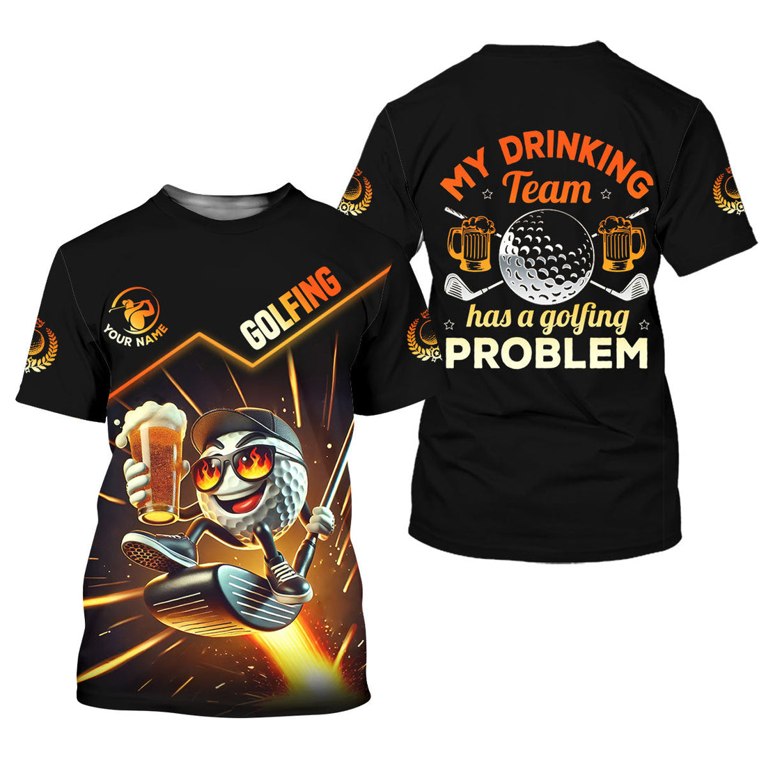 My Drinking Team Has A Golfing Problem Personalized Funny Golf Polo Shirt, Christmas Golf Gift