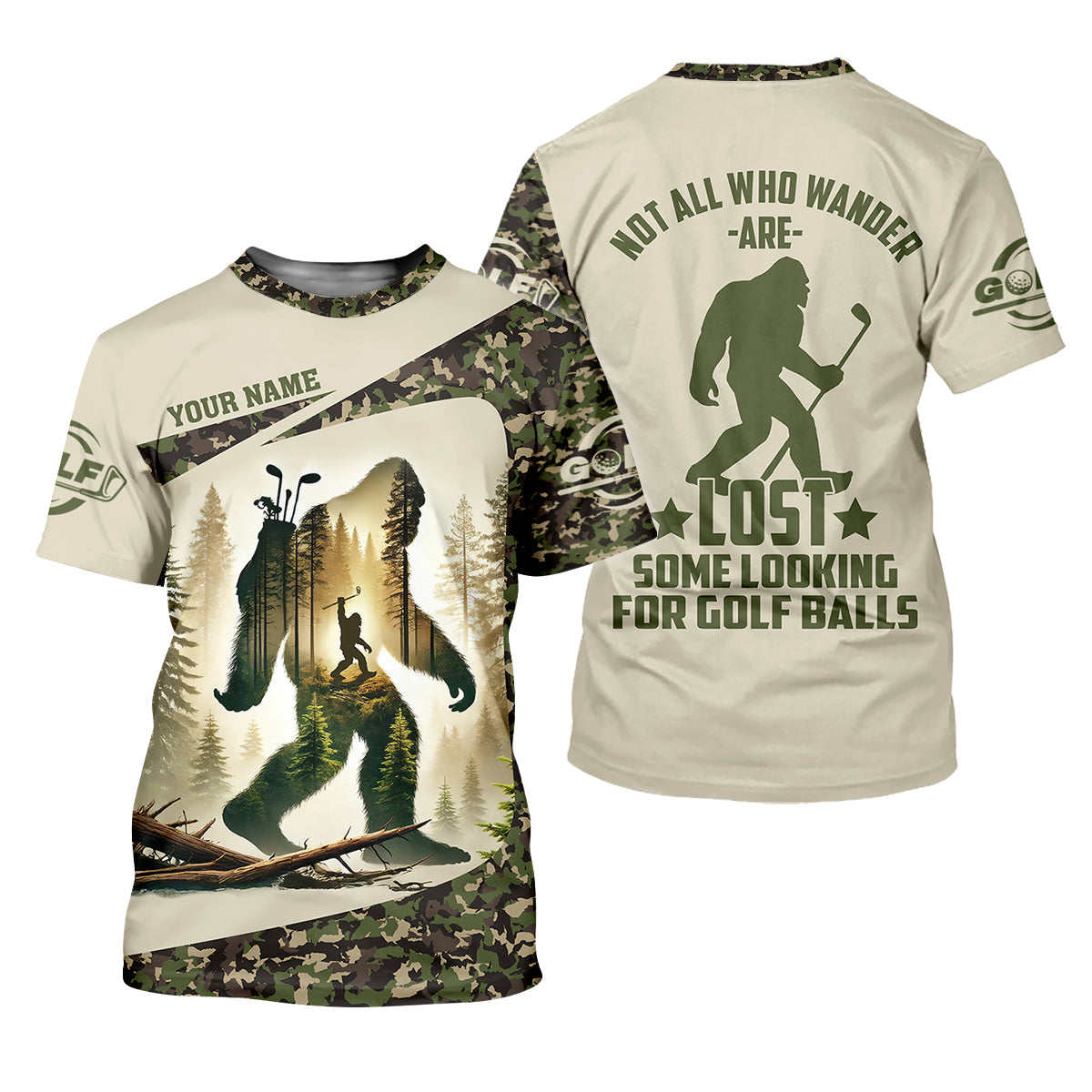 Not All Who Wander Are Lost Bigfoot Custom Men's Golf Polo Shirt, Golfing Apparel, Golf Gifts For Men