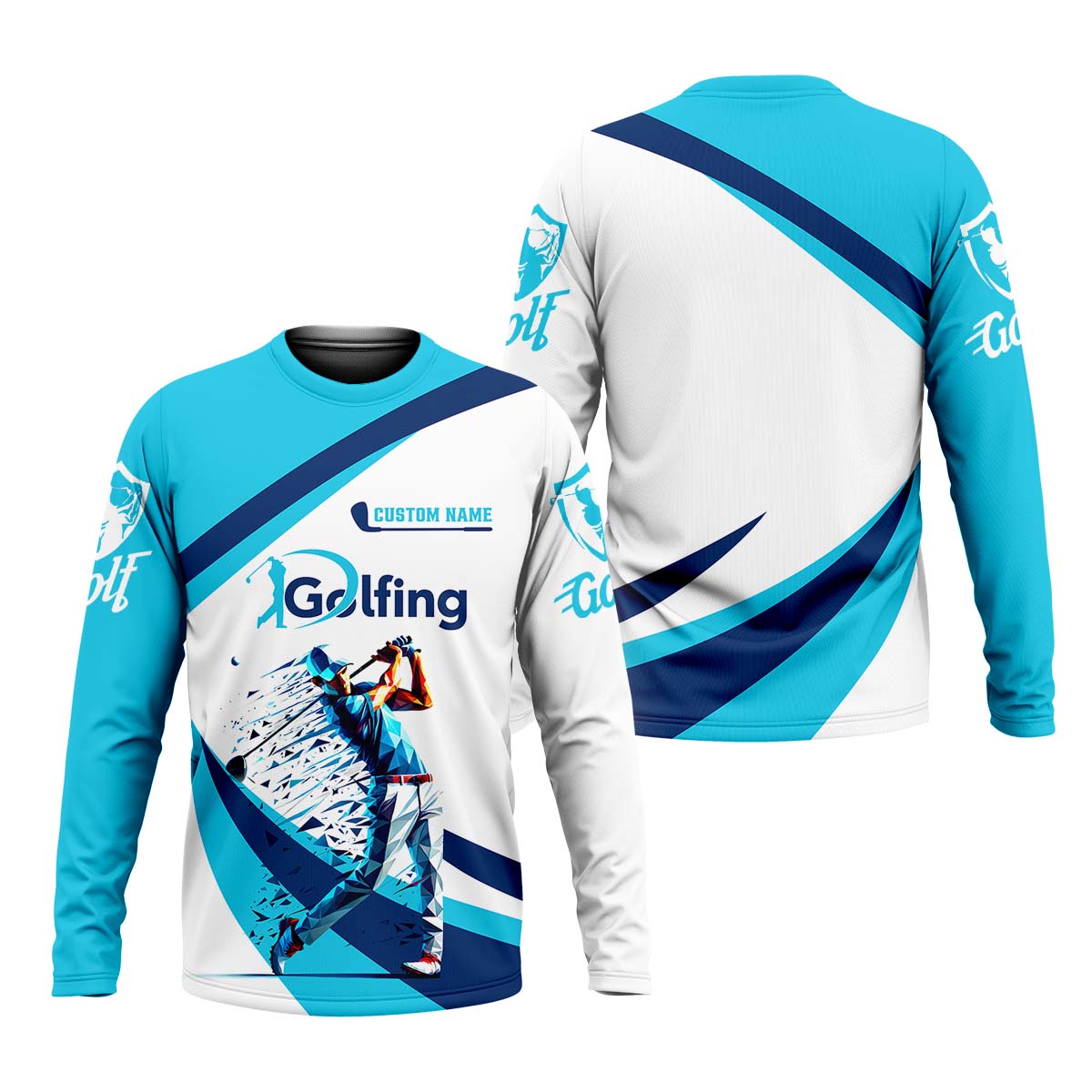 Low-Poly Golfer Swing Men's Golf Polo Shirt, Golfing Apparel, Mens Golf Gift