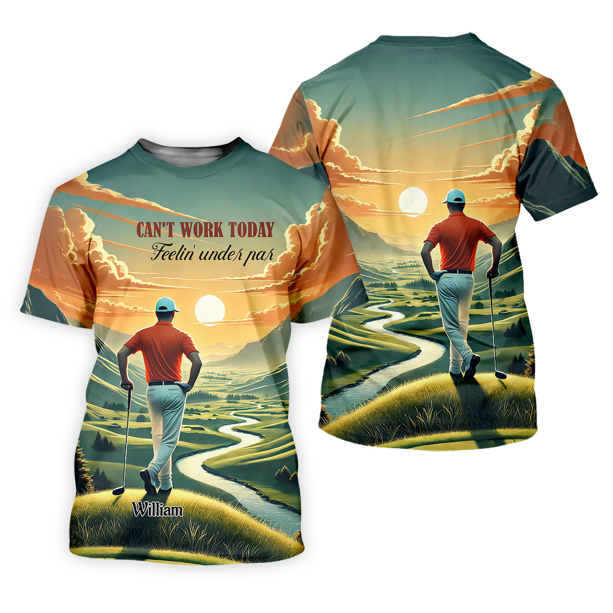 Can't Work Today Feelin' Under Par Custom Funny Golf Polo Shirt, Dad Golf Gifts