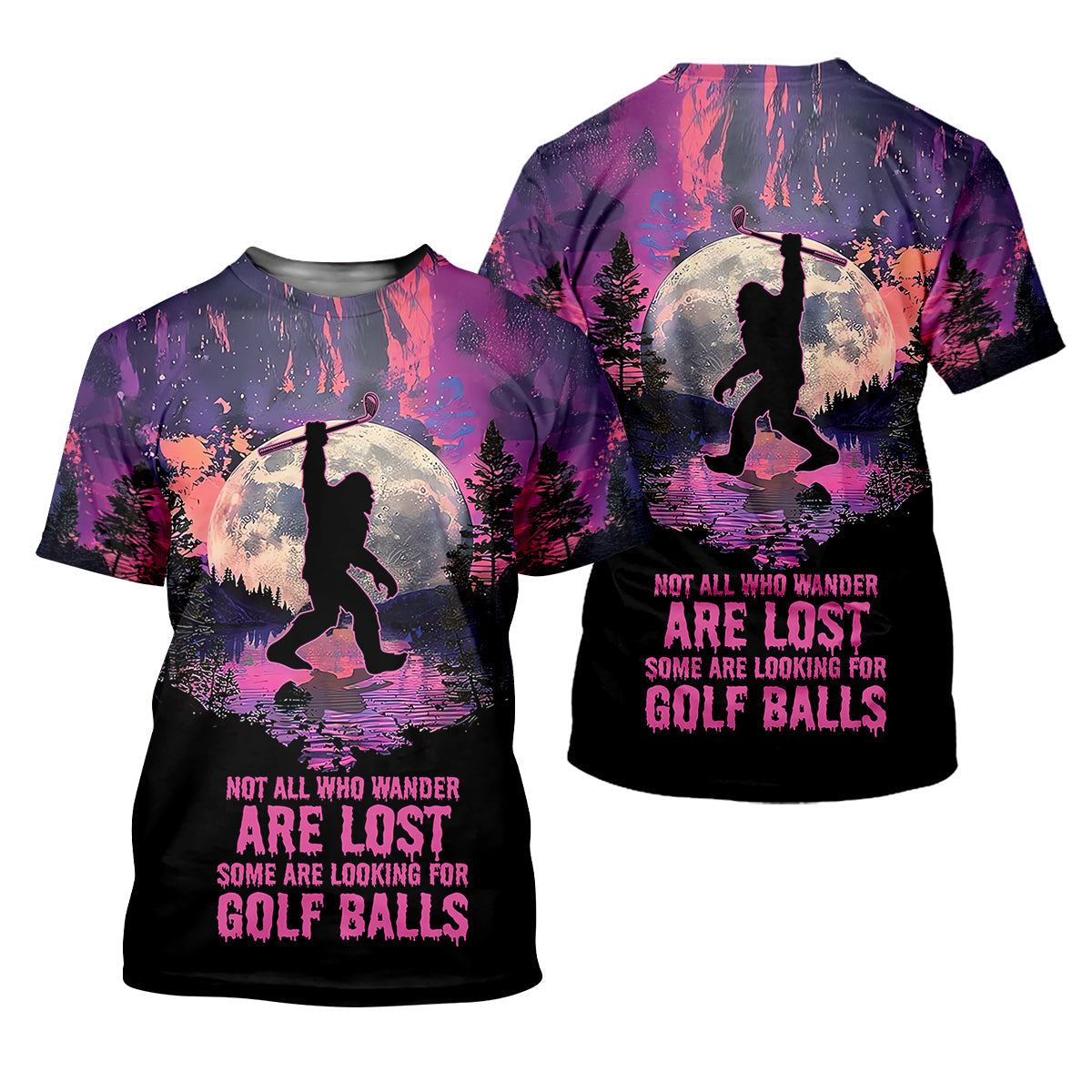 Not All Who Wander Are Lost Bigfoot Custom Men's Golf Polo Shirt, Funny Golf Shirt, Gift For Golfers