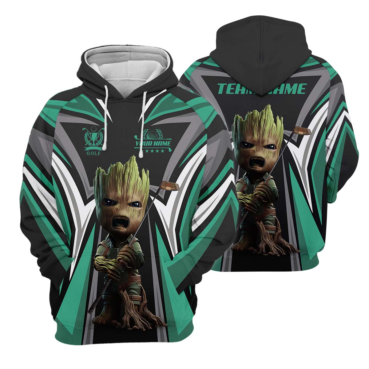Angry BabyGroot Customize Golf Polo Shirt, Gift For Golfers, Golf Gift Ideas
