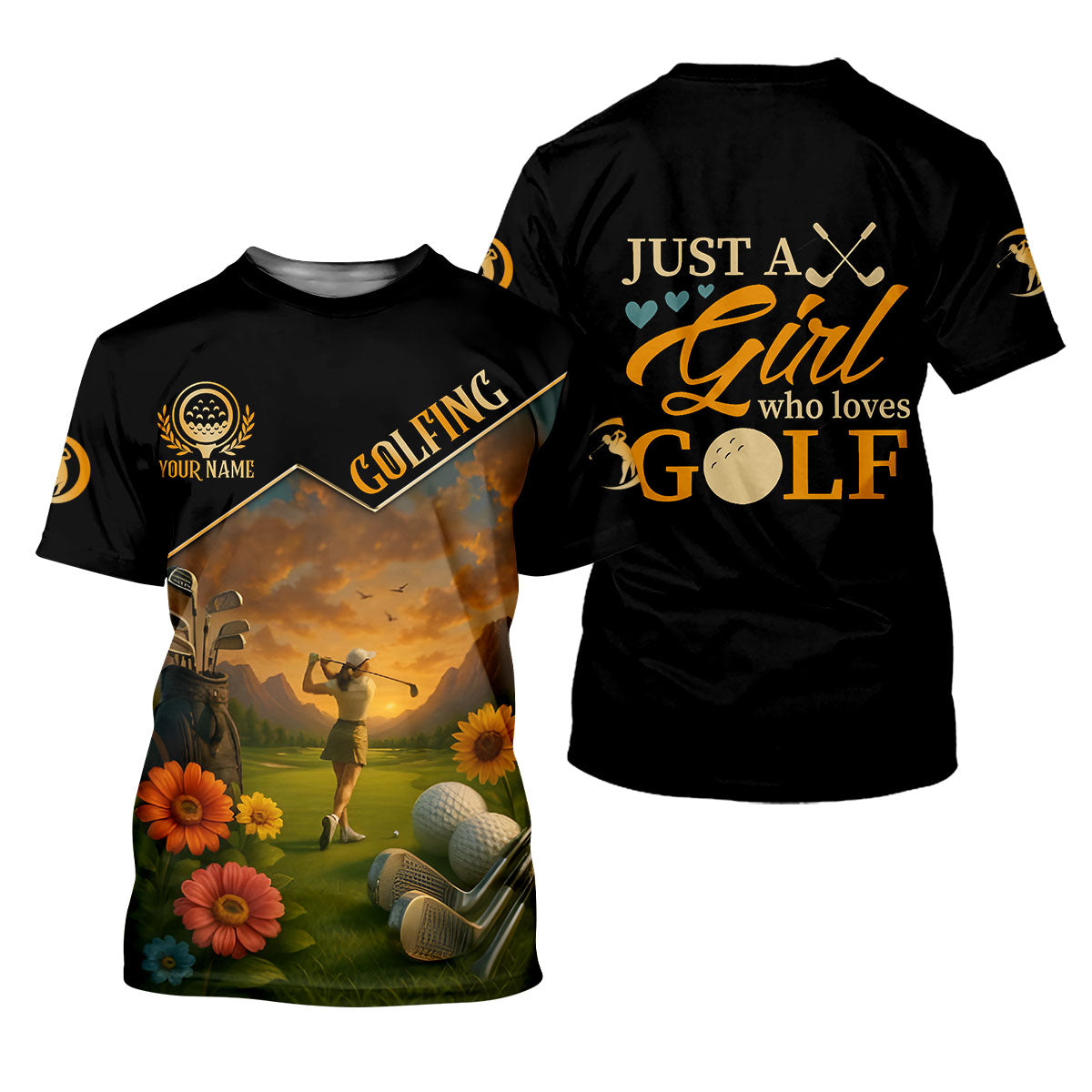 Just A Girl Who Loves Goft Custom Womens Golf Polo Shirt, Ladies Golf Shirts, Womens Golf Clothes