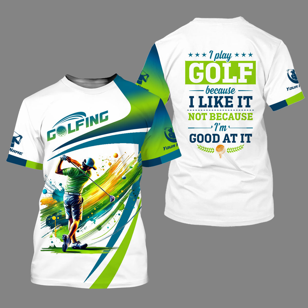 I Play Golf Because I Like It Personalized Funny Men's Golf Polo Shirt, Christmas Golf Gift