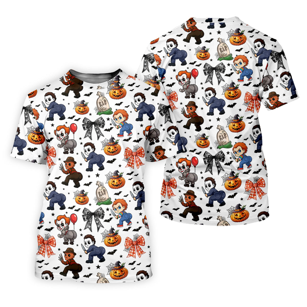 Funny Horror Character Men's Golf Shirt, Horror Movie Halloween Shirt, Halloween Golf Shirt, Men Golf Gift