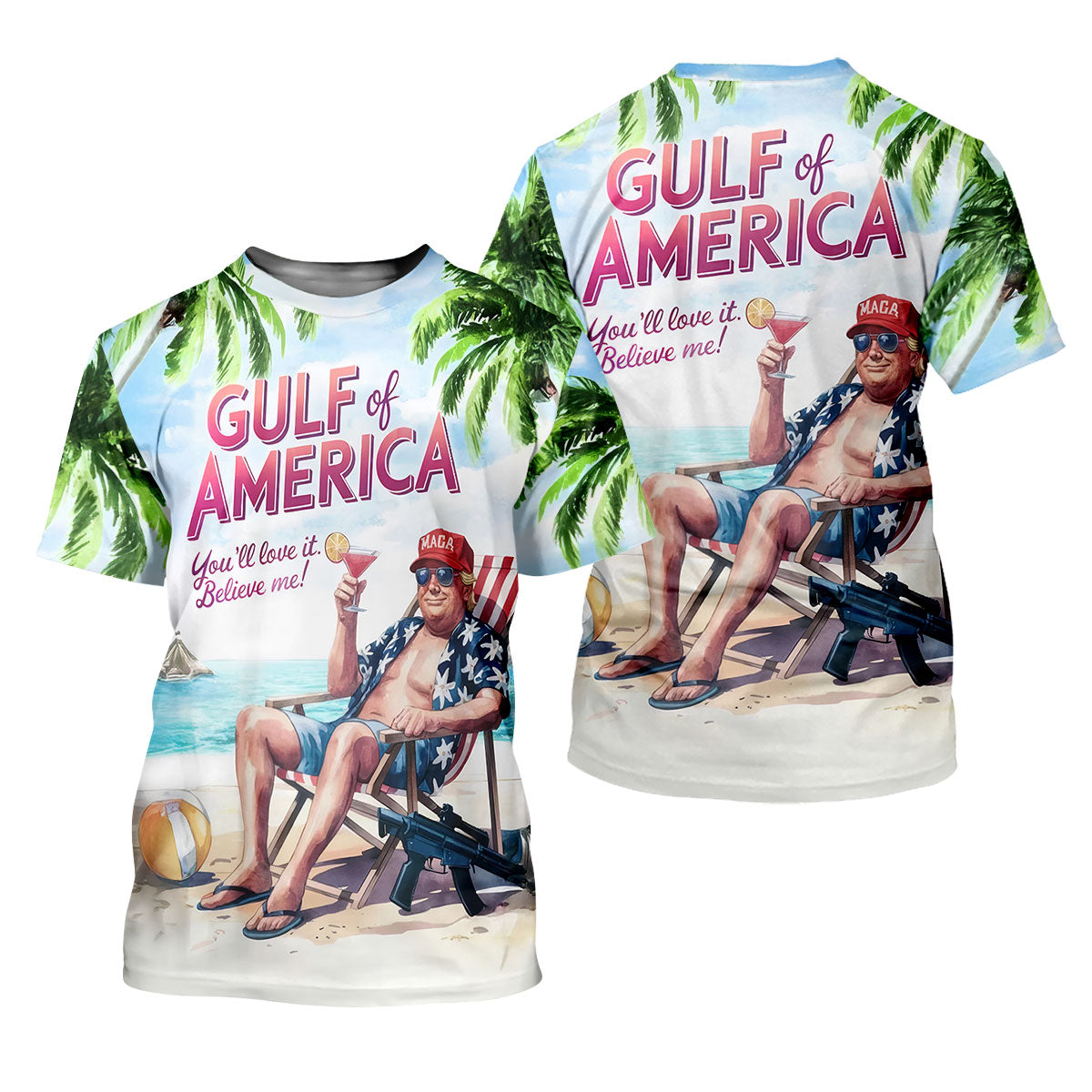 Gulf Of America Shirt, US Patriotic Pride Unisex Tropical Hawaiian Aloha Shirt, USA Golf Shirt