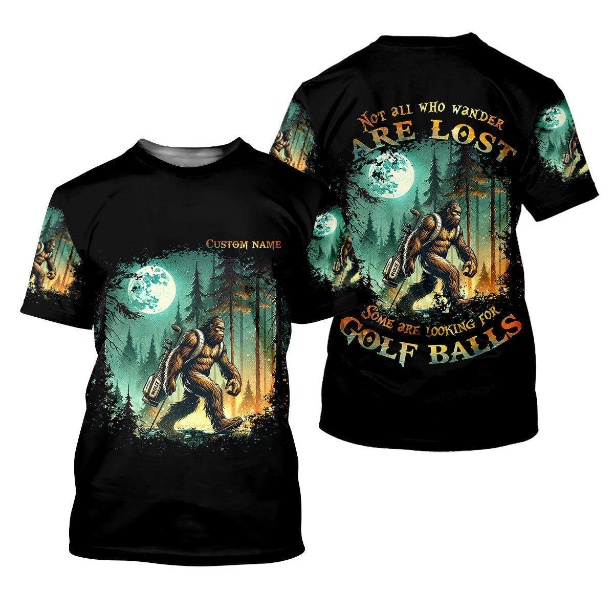 Not All Who Wander Are Lost Custom Bigfoot Men's Golf Polo Shirt, Funny Golf Shirt, Dad Golf Gift