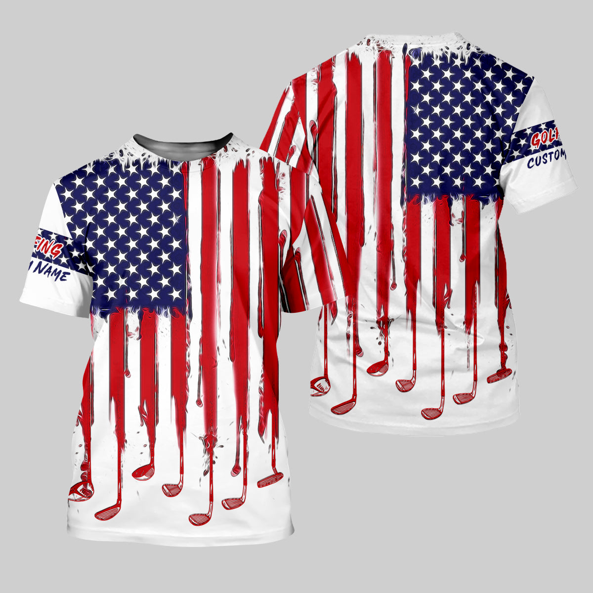 American Flag Custom Golf Polo Shirt, US Patriotic Pride Unisex Tropical Hawaiian Aloha Shirt, Summer Vacation
