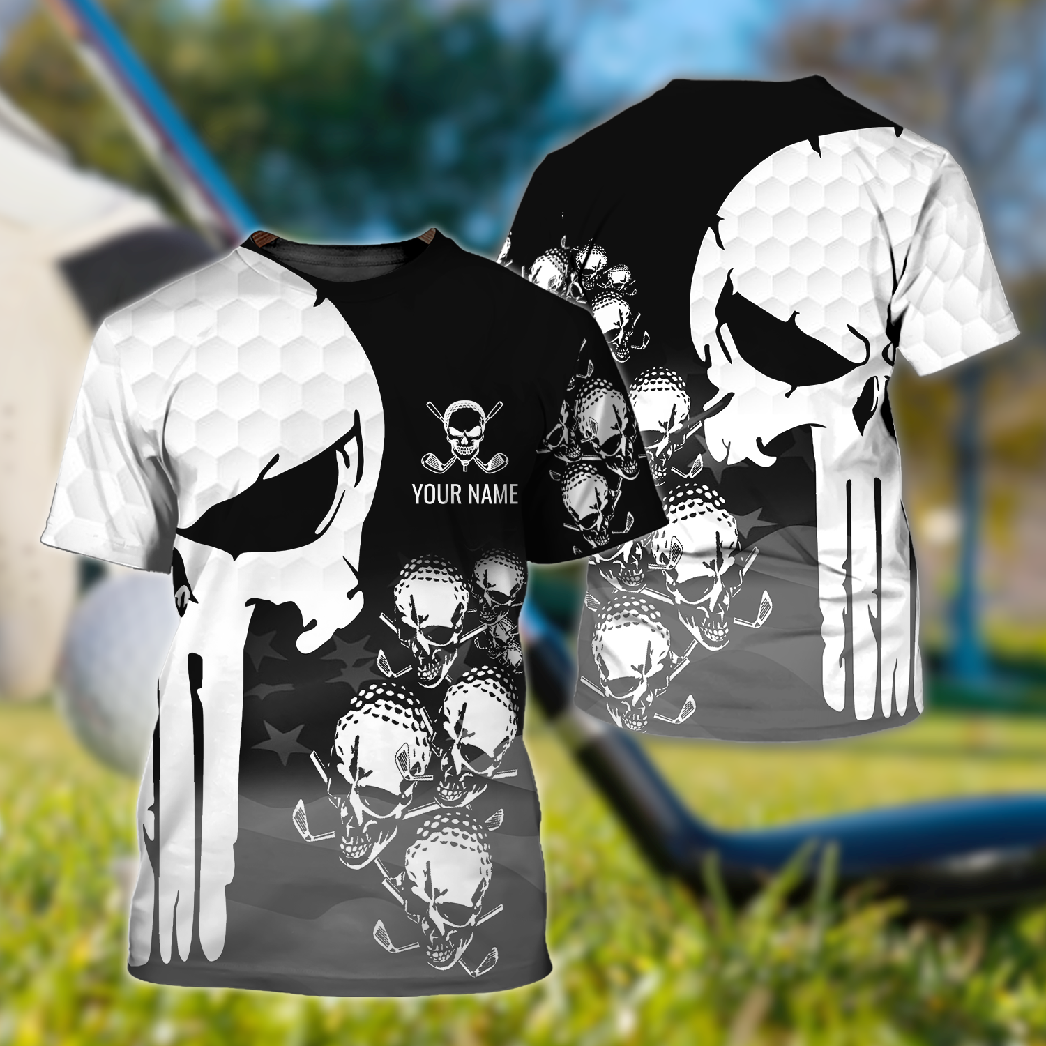 Punisher Skull Golf Polo Shirt, Skull 3D Art Shirt, Golfing Apparel, Gift For Golfers