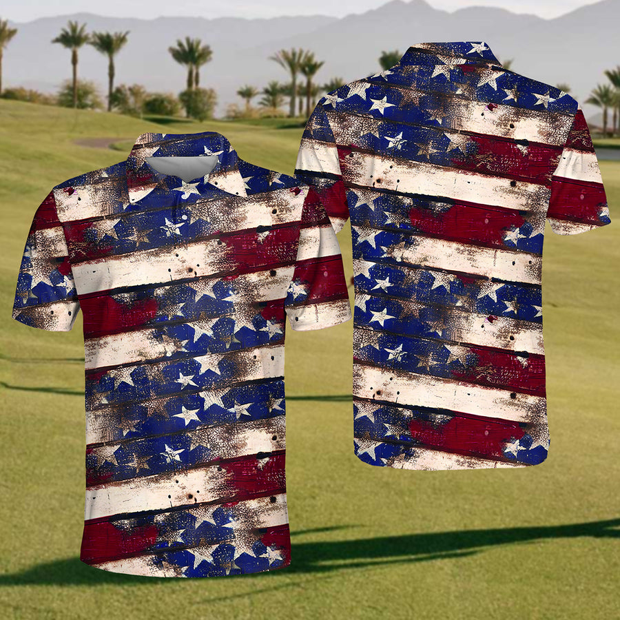 Patriotic Golf Polo Shirt, Mens Golf Shirt, Gift For Golf Lovers, Patriotic Gifts