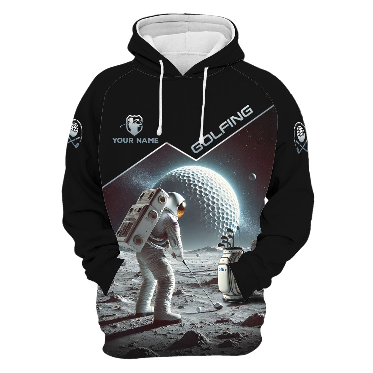 Outer Space Personalized Funny Men's Golf Polo Shirt, Christmas Golf Gift