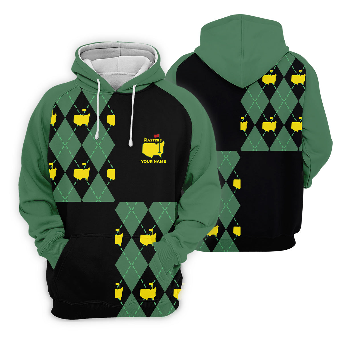 Green and Black Argyle Golf Shirt, Mens Golf Polo Shirts, Cool Golf Gifts, Golfing Apparel