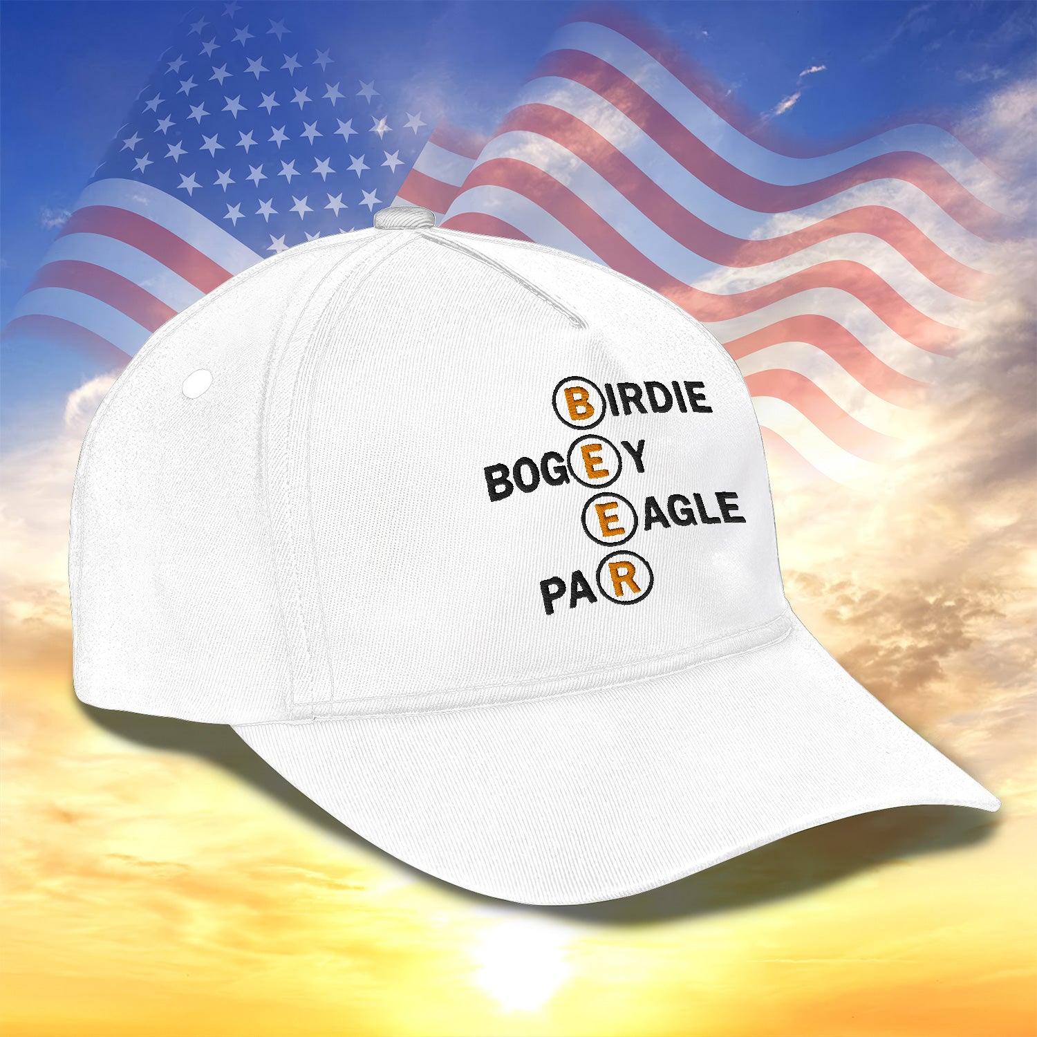 Birdie Bogey Eagle Par Embroidered Baseball Cap, Golf Hat, Dad Golf Gift