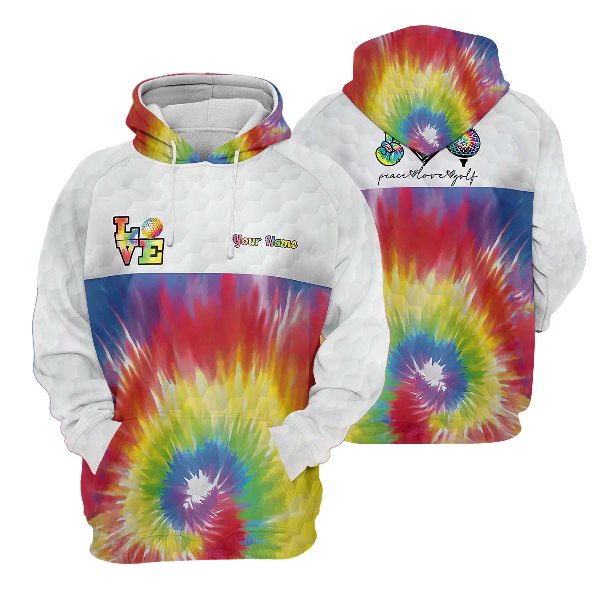 Peace Love Golf Tie Dye Sleeve Polos Womens, Custom Ladies Golf Shirt